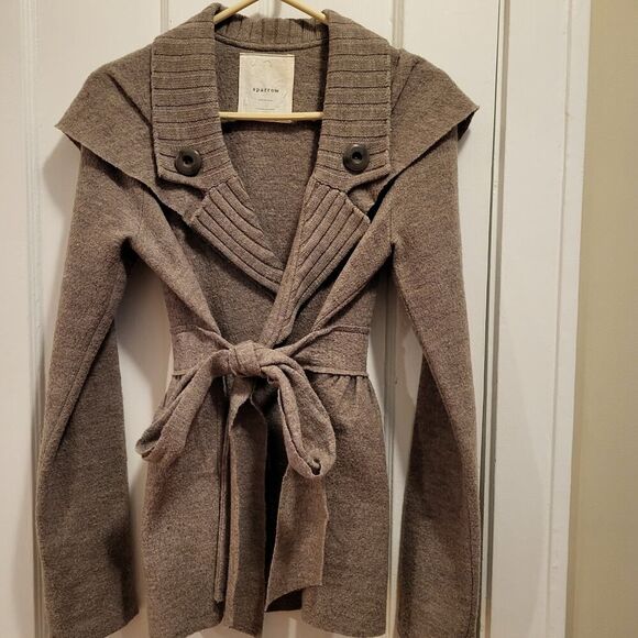 Sweaters - Anthropologie Sparrow Merino Wool Sweater Jacket, Dark Taupe, Size S